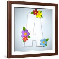 Alphabet Glass Spring With Flowers-gubh83-Framed Art Print