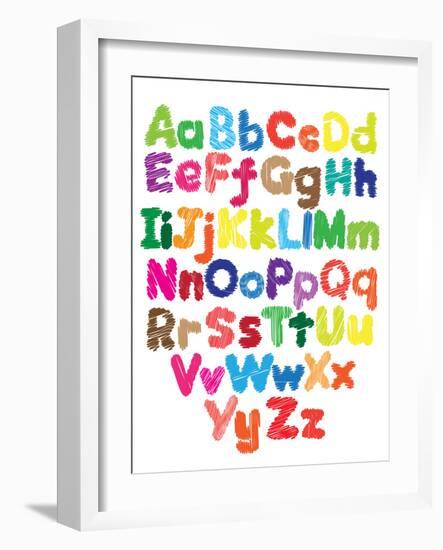 Alphabet Kids Doodle Colored Hand Drawing-Talashow-Framed Art Print