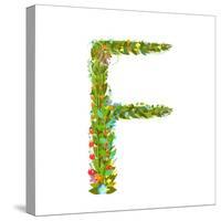 Alphabet Letter F Elegant Flower Blooming Botanical Sign. Flower ABC Sign F. Floral Summer Colorful-Popmarleo-Stretched Canvas