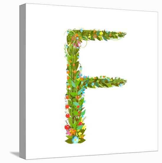 Alphabet Letter F Elegant Flower Blooming Botanical Sign. Flower ABC Sign F. Floral Summer Colorful-Popmarleo-Stretched Canvas