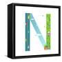 Alphabet Letter N Cartoon Flat Style for Kids. Fun Alphabet Letter for Children Boys and Girls With-Popmarleo-Framed Stretched Canvas