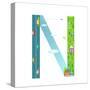 Alphabet Letter N Cartoon Flat Style for Kids. Fun Alphabet Letter for Children Boys and Girls With-Popmarleo-Stretched Canvas