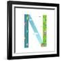 Alphabet Letter N Cartoon Flat Style for Kids. Fun Alphabet Letter for Children Boys and Girls With-Popmarleo-Framed Art Print