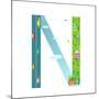 Alphabet Letter N Cartoon Flat Style for Kids. Fun Alphabet Letter for Children Boys and Girls With-Popmarleo-Mounted Art Print
