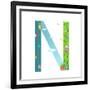 Alphabet Letter N Cartoon Flat Style for Kids. Fun Alphabet Letter for Children Boys and Girls With-Popmarleo-Framed Art Print