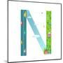 Alphabet Letter N Cartoon Flat Style for Kids. Fun Alphabet Letter for Children Boys and Girls With-Popmarleo-Mounted Art Print