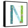 Alphabet Letter N Cartoon Flat Style for Kids. Fun Alphabet Letter for Children Boys and Girls With-Popmarleo-Framed Stretched Canvas