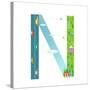 Alphabet Letter N Cartoon Flat Style for Kids. Fun Alphabet Letter for Children Boys and Girls With-Popmarleo-Stretched Canvas