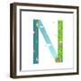 Alphabet Letter N Cartoon Flat Style for Kids. Fun Alphabet Letter for Children Boys and Girls With-Popmarleo-Framed Art Print