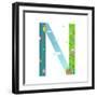 Alphabet Letter N Cartoon Flat Style for Kids. Fun Alphabet Letter for Children Boys and Girls With-Popmarleo-Framed Art Print