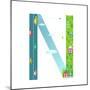 Alphabet Letter N Cartoon Flat Style for Kids. Fun Alphabet Letter for Children Boys and Girls With-Popmarleo-Mounted Art Print