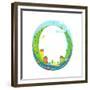 Alphabet Letter O Cartoon Flat Style for Kids. Fun Alphabet Letter for Children Boys and Girls With-Popmarleo-Framed Premium Giclee Print