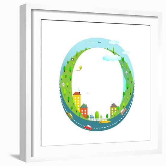 Alphabet Letter O Cartoon Flat Style for Kids. Fun Alphabet Letter for Children Boys and Girls With-Popmarleo-Framed Premium Giclee Print