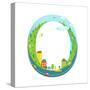Alphabet Letter O Cartoon Flat Style for Kids. Fun Alphabet Letter for Children Boys and Girls With-Popmarleo-Stretched Canvas