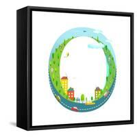 Alphabet Letter O Cartoon Flat Style for Kids. Fun Alphabet Letter for Children Boys and Girls With-Popmarleo-Framed Stretched Canvas