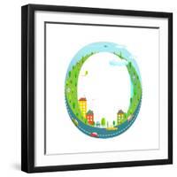 Alphabet Letter O Cartoon Flat Style for Kids. Fun Alphabet Letter for Children Boys and Girls With-Popmarleo-Framed Art Print