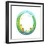 Alphabet Letter O Cartoon Flat Style for Kids. Fun Alphabet Letter for Children Boys and Girls With-Popmarleo-Framed Art Print