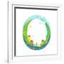 Alphabet Letter O Cartoon Flat Style for Kids. Fun Alphabet Letter for Children Boys and Girls With-Popmarleo-Framed Art Print