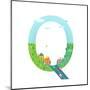 Alphabet Letter Q Cartoon Flat Style for Kids. Fun Alphabet Letter for Children Boys and Girls With-Popmarleo-Mounted Art Print