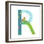 Alphabet Letter R Cartoon Flat Style for Children. Fun Alphabet Letter for Kids Boys and Girls With-Popmarleo-Framed Premium Giclee Print