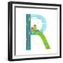 Alphabet Letter R Cartoon Flat Style for Children. Fun Alphabet Letter for Kids Boys and Girls With-Popmarleo-Framed Premium Giclee Print