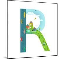 Alphabet Letter R Cartoon Flat Style for Children. Fun Alphabet Letter for Kids Boys and Girls With-Popmarleo-Mounted Premium Giclee Print