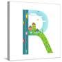 Alphabet Letter R Cartoon Flat Style for Children. Fun Alphabet Letter for Kids Boys and Girls With-Popmarleo-Stretched Canvas