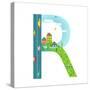 Alphabet Letter R Cartoon Flat Style for Children. Fun Alphabet Letter for Kids Boys and Girls With-Popmarleo-Stretched Canvas