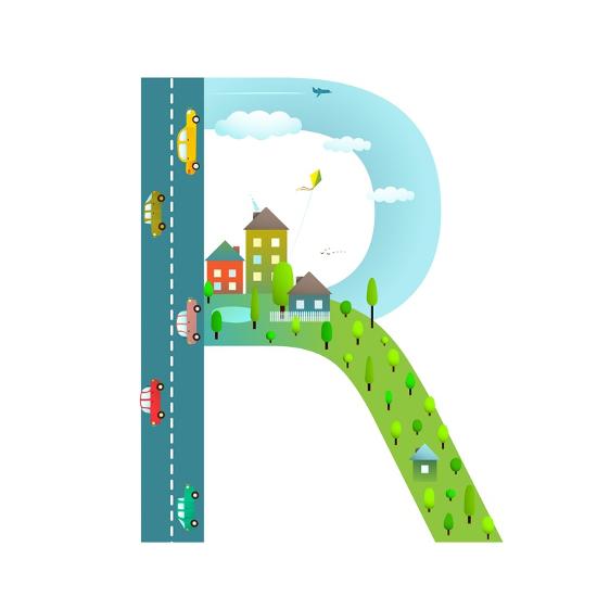 'Alphabet Letter R Cartoon Flat Style for Children. Fun Alphabet Letter ...