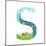 Alphabet Letter S Cartoon Flat Style for Children. for Kids Boys and Girls with City, Houses, Cars,-Popmarleo-Mounted Art Print