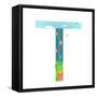 Alphabet Letter T Cartoon Flat Style for Children. for Kids Boys and Girls with City, Houses, Cars,-Popmarleo-Framed Stretched Canvas