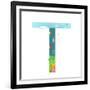 Alphabet Letter T Cartoon Flat Style for Children. for Kids Boys and Girls with City, Houses, Cars,-Popmarleo-Framed Art Print