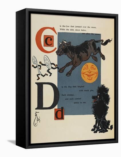 Alphabet Page: C and D. the Cow That Jumped Over the Moon. the Dog That Laughed-William Denslow-Framed Stretched Canvas