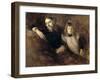 Alphonse Daudet and His Daughter-Eugene Carriere-Framed Art Print