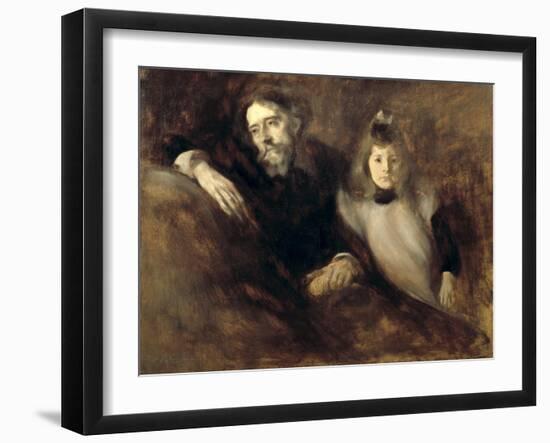 Alphonse Daudet and His Daughter-Eugene Carriere-Framed Art Print