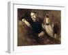 Alphonse Daudet and His Daughter-Eugene Carriere-Framed Art Print