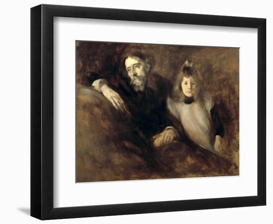 Alphonse Daudet and His Daughter-Eugene Carriere-Framed Art Print