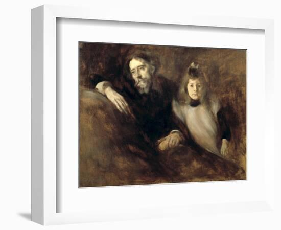 Alphonse Daudet and His Daughter-Eugene Carriere-Framed Art Print