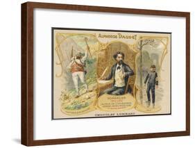 Alphonse Daudet with Scenes from Two of His Books-null-Framed Art Print