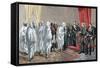 Alphonse XII Receiving the Congratulations of the Moroccan Embassy-Arturo Ferrari-Framed Stretched Canvas