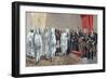 Alphonse XII Receiving the Congratulations of the Moroccan Embassy-Arturo Ferrari-Framed Giclee Print