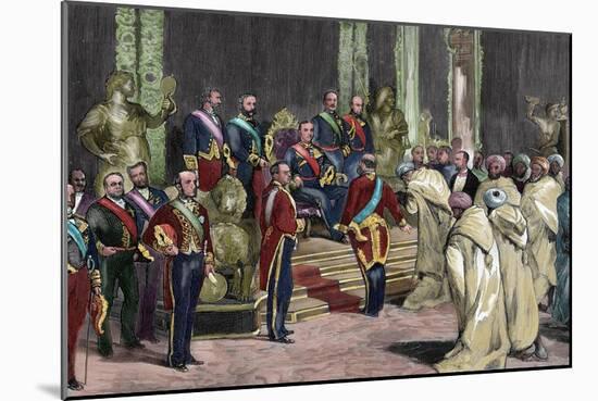 Alphonse XII with a Morocco's Embassy, 19th Century, Spain-null-Mounted Giclee Print