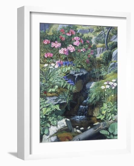 Alpine Flowers by a Stream-Otto Didrik Ottesen-Framed Giclee Print