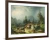 Alpine hut in Rainy Weather, 1850-Friedrich Gauermann-Framed Giclee Print
