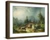 Alpine hut in Rainy Weather, 1850-Friedrich Gauermann-Framed Giclee Print