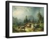 Alpine hut in Rainy Weather, 1850-Friedrich Gauermann-Framed Giclee Print