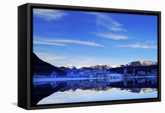 Alpine Lake in the Winter, Austria, Europe-Sabine Jacobs-Framed Stretched Canvas