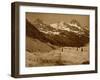 Alpine Landscape, Three Hikers on a Glacier, 1860S (Carbon Print)-Adolphe Braun-Framed Giclee Print