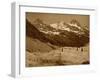 Alpine Landscape, Three Hikers on a Glacier, 1860S (Carbon Print)-Adolphe Braun-Framed Giclee Print