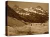 Alpine Landscape, Three Hikers on a Glacier, 1860S (Carbon Print)-Adolphe Braun-Stretched Canvas